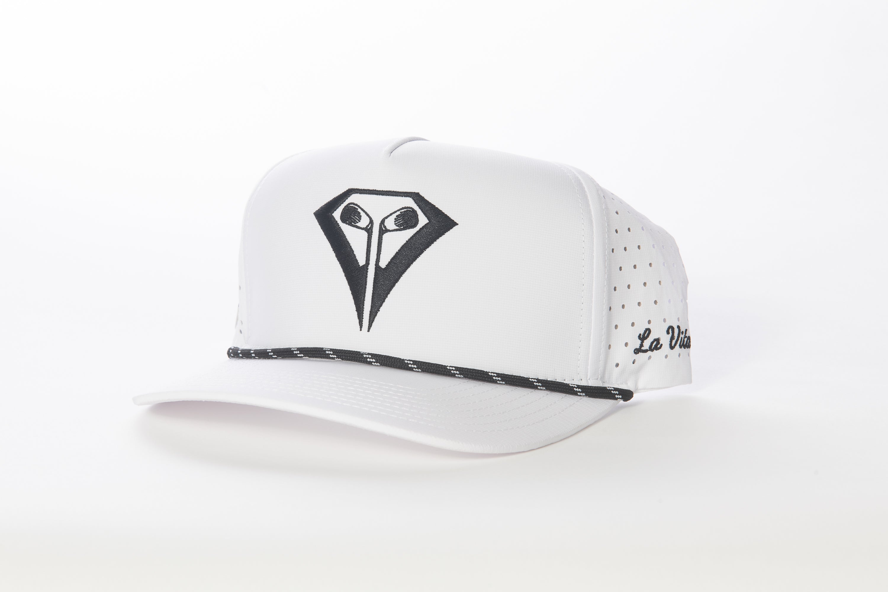 La Vita Golf Rope Hat White with Black Logo