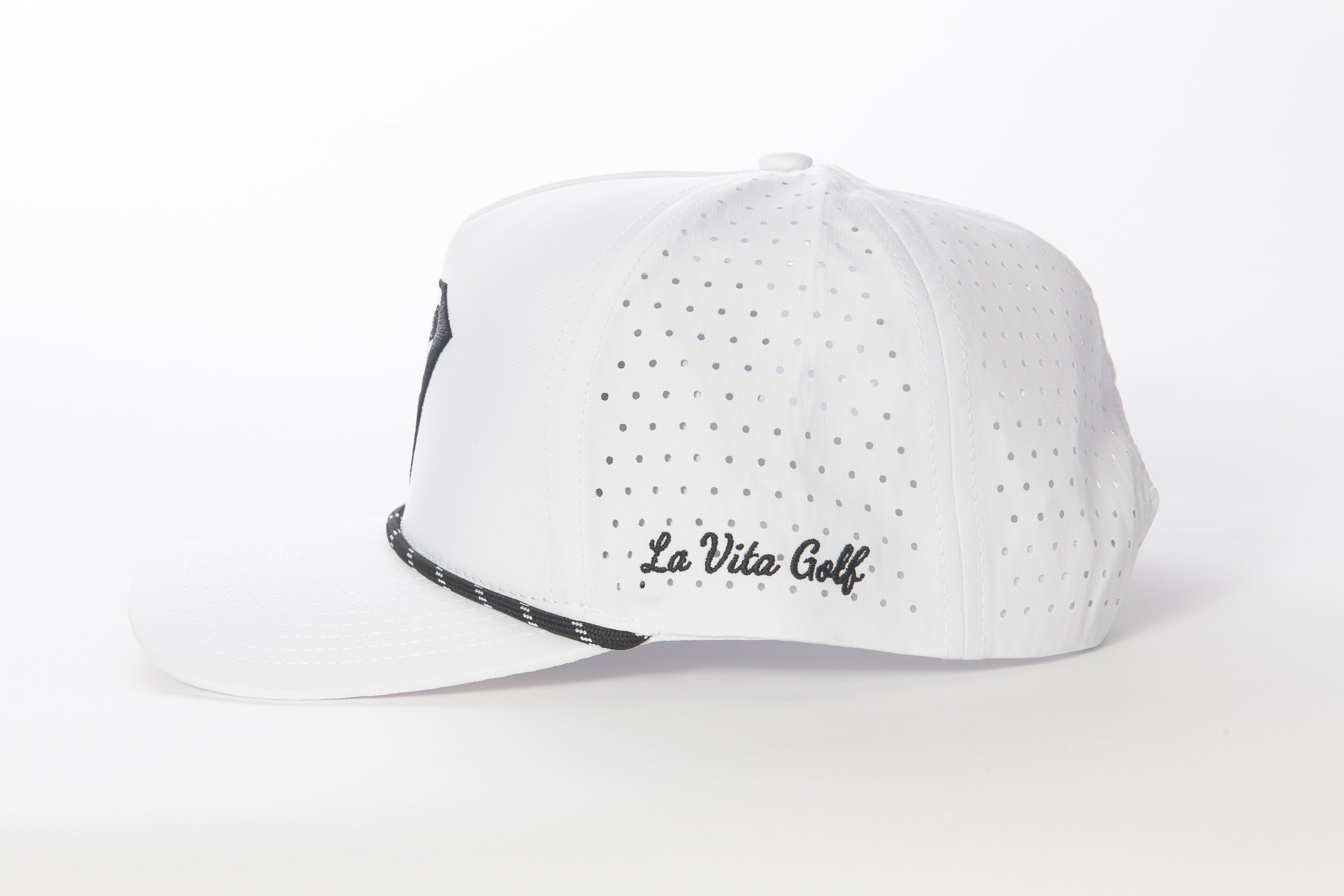 La Vita Golf Rope Hat White with Black Logo