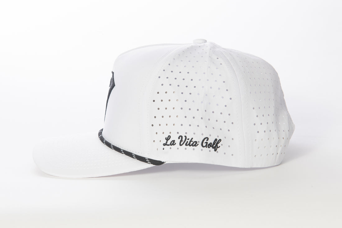 La Vita Golf Rope Hat White with Black Logo