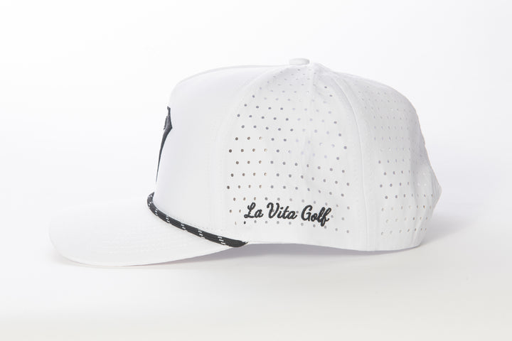 La Vita Golf Rope Hat White with Black Logo