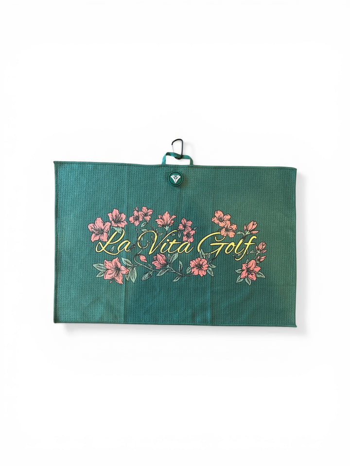 Azalea Collection Script Magnetic Golf Towel
