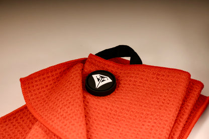 Red Magnetic Golf Towel with Club Brush