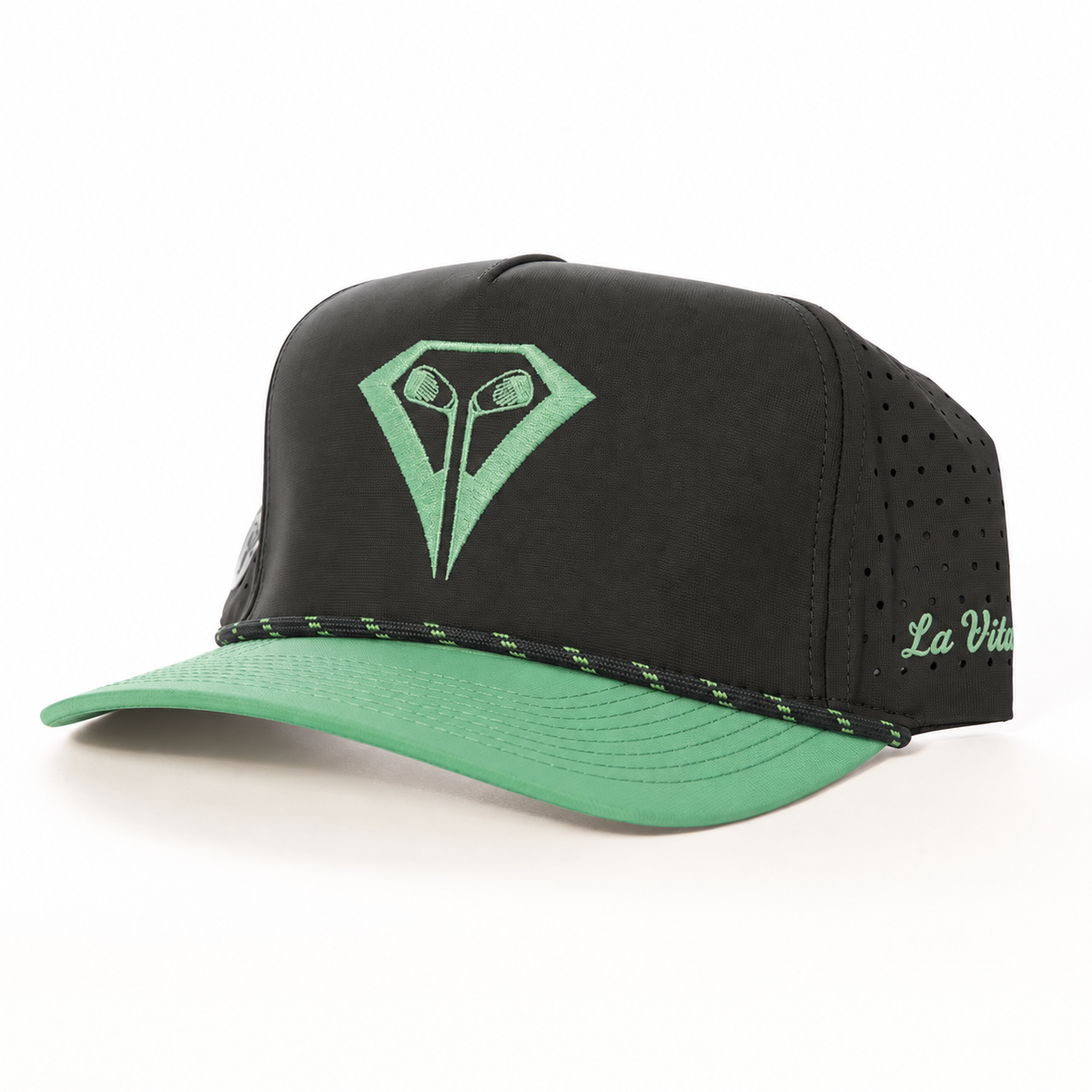 La Vita Golf Signature Rope Hat (Mint Chip) - rope-brim golf snapback, image 3