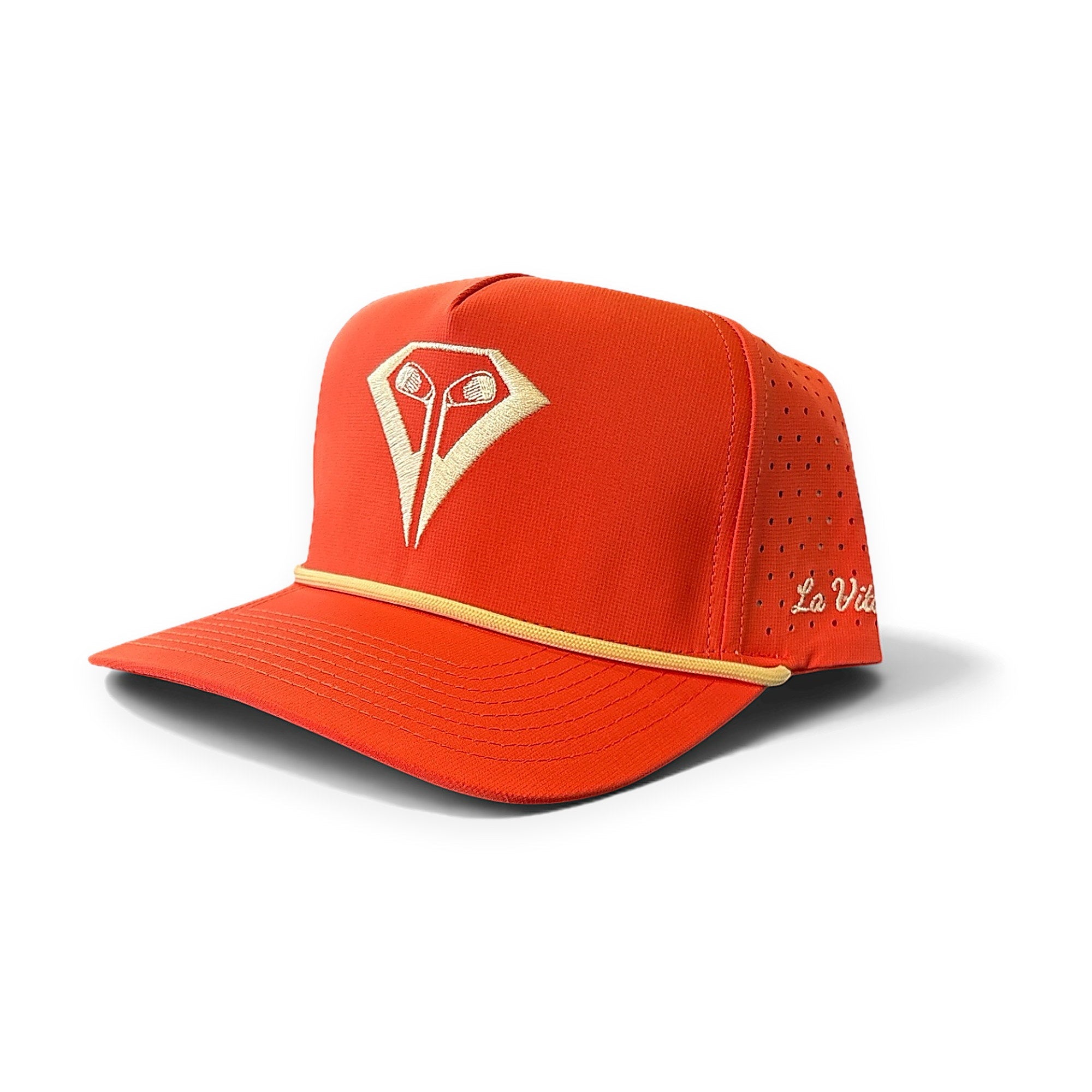 La Vita Golf The Classic Rope Hat (Creamsicle) - rope-brim golf cap, front view on a plain white background