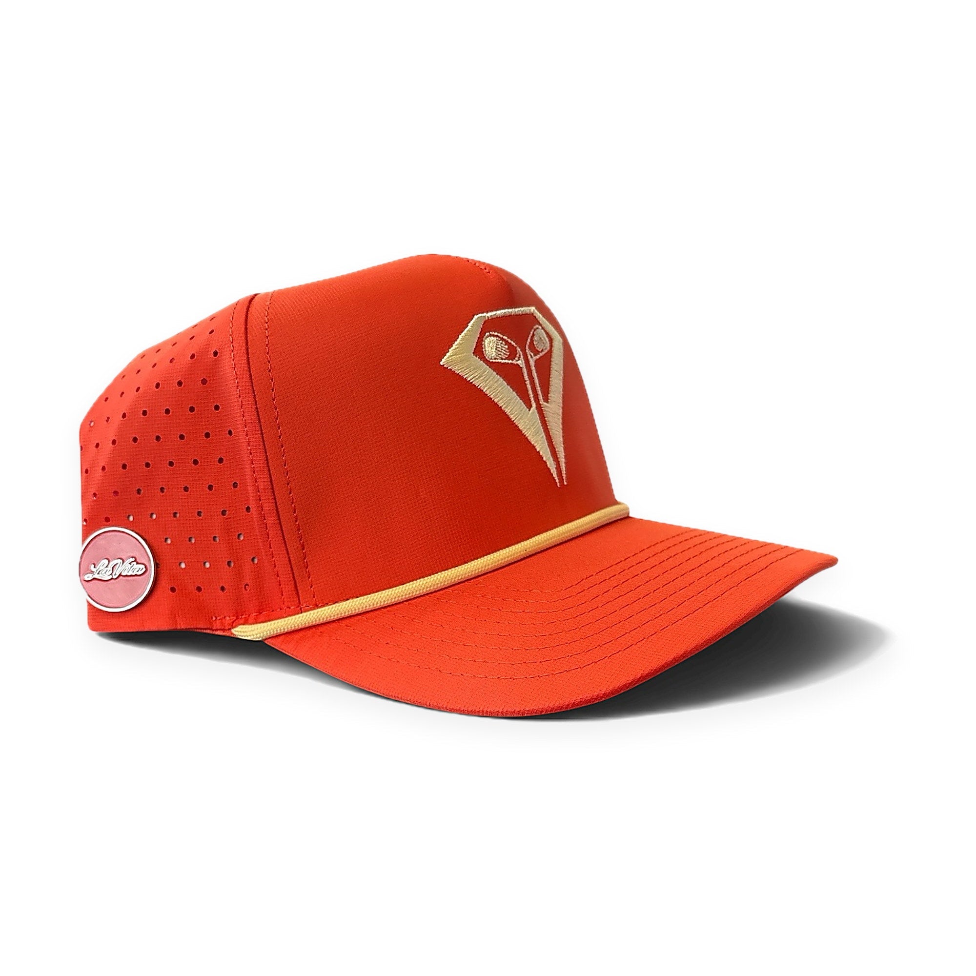 La Vita Golf The Classic Rope Hat (Creamsicle) - rope-brim golf cap, back view on a plain white background