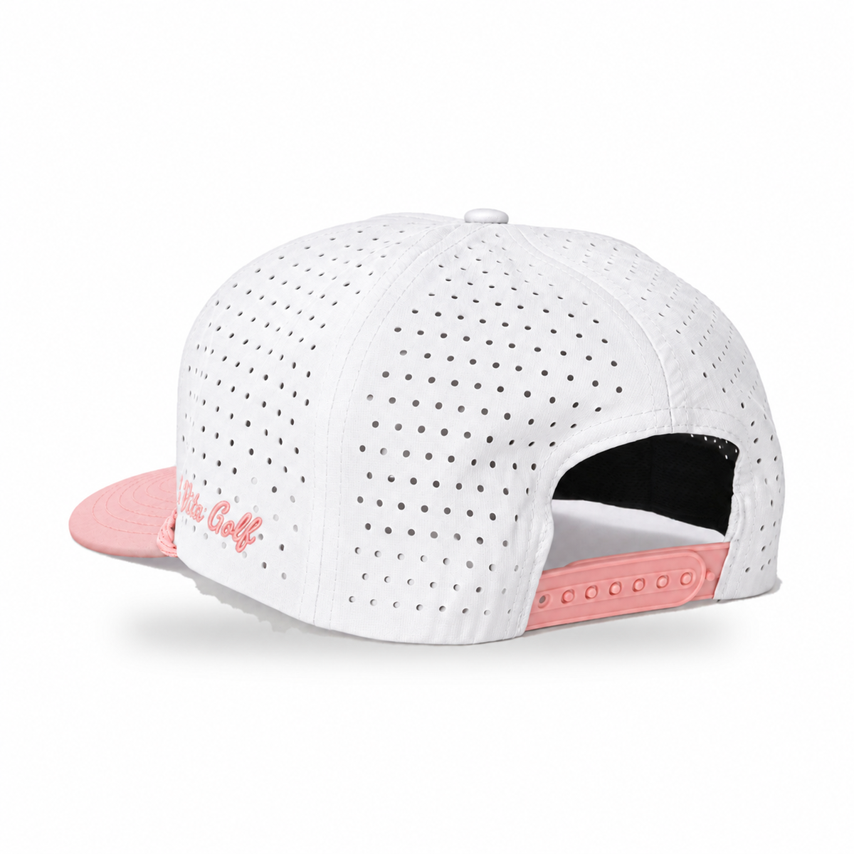 La Vita Golf Signature Rope Hat in Just Peachy – back view with peach snapback closure