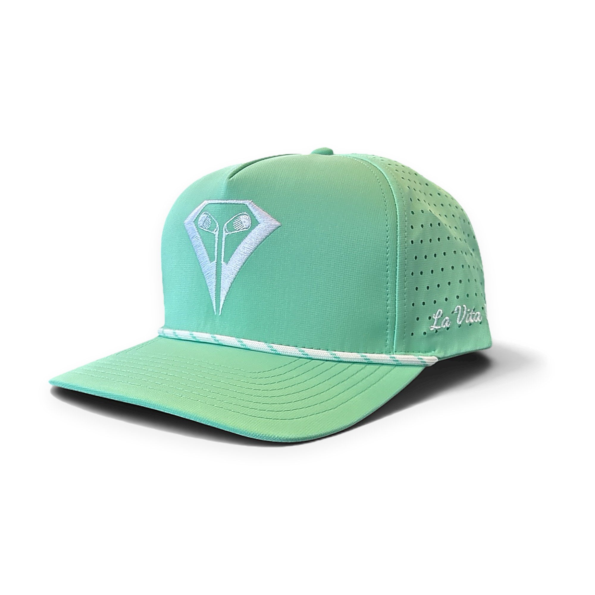 La Vita Golf The Classic Rope Hat (Mint) - rope-brim golf cap, front view on a plain white background