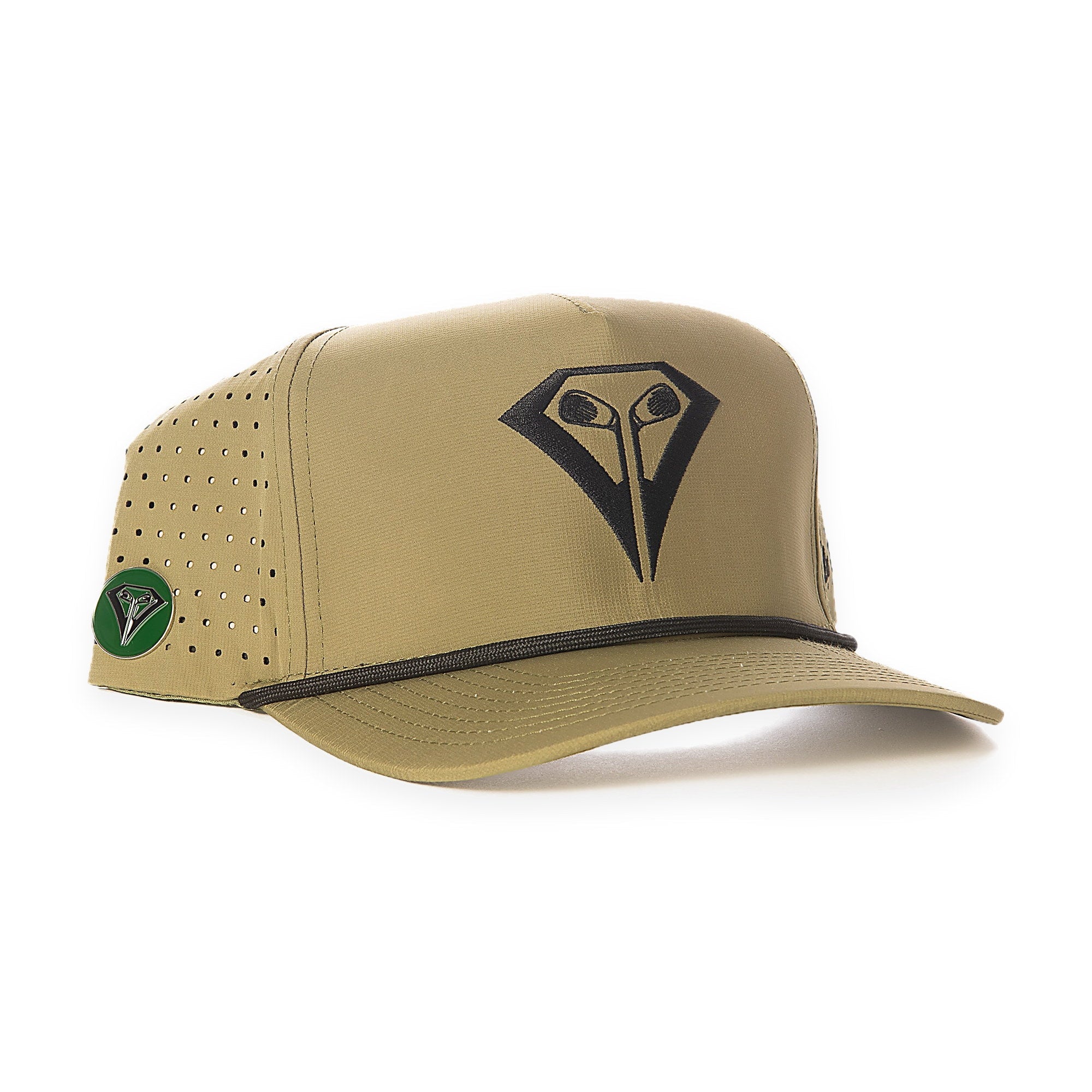 La Vita Golf The Classic Rope Hat (Moss Green) - rope-brim golf cap, angled view on a plain white background