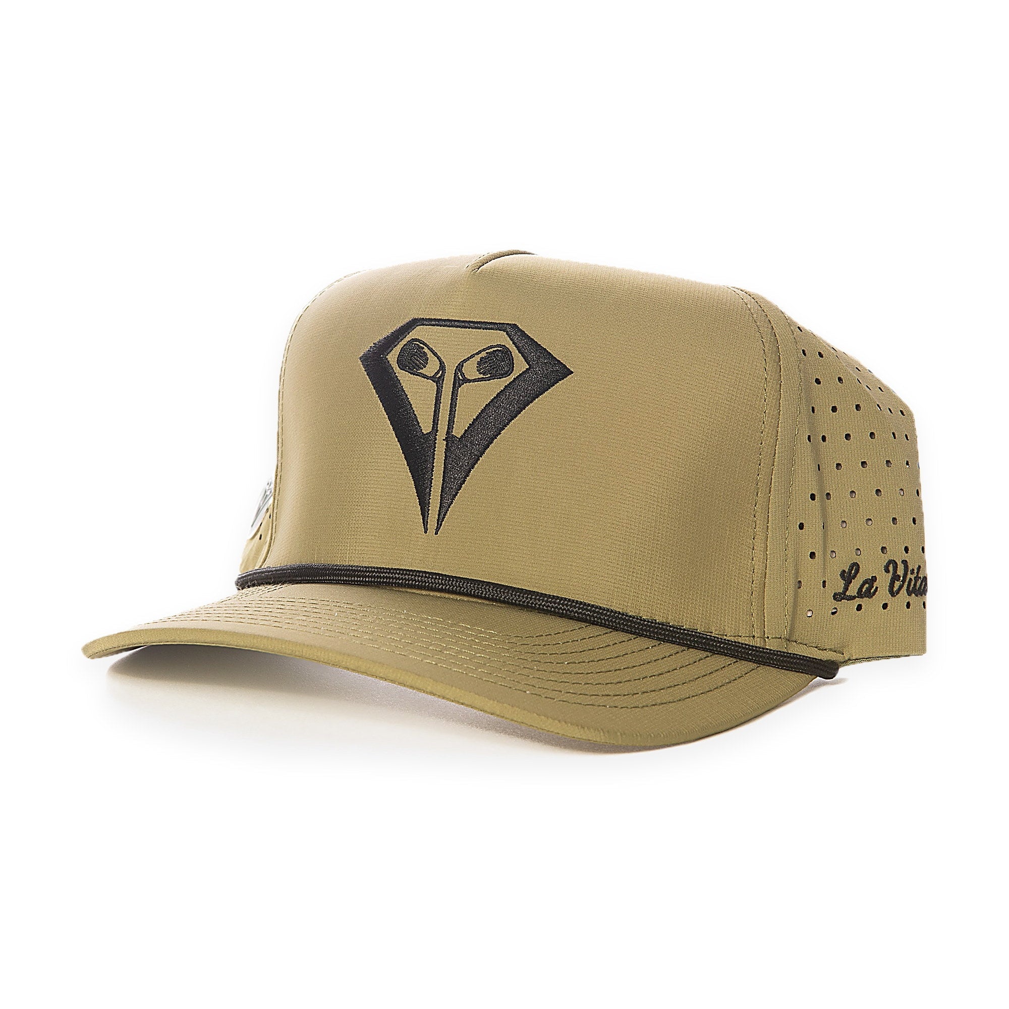 La Vita Golf The Classic Rope Hat (Moss Green) - rope-brim golf cap, back view on a plain white background
