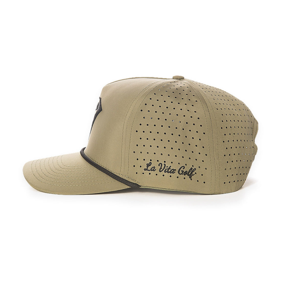 La Vita Golf The Classic Rope Hat (Moss Green) - rope-brim golf cap, detail view on a plain white background