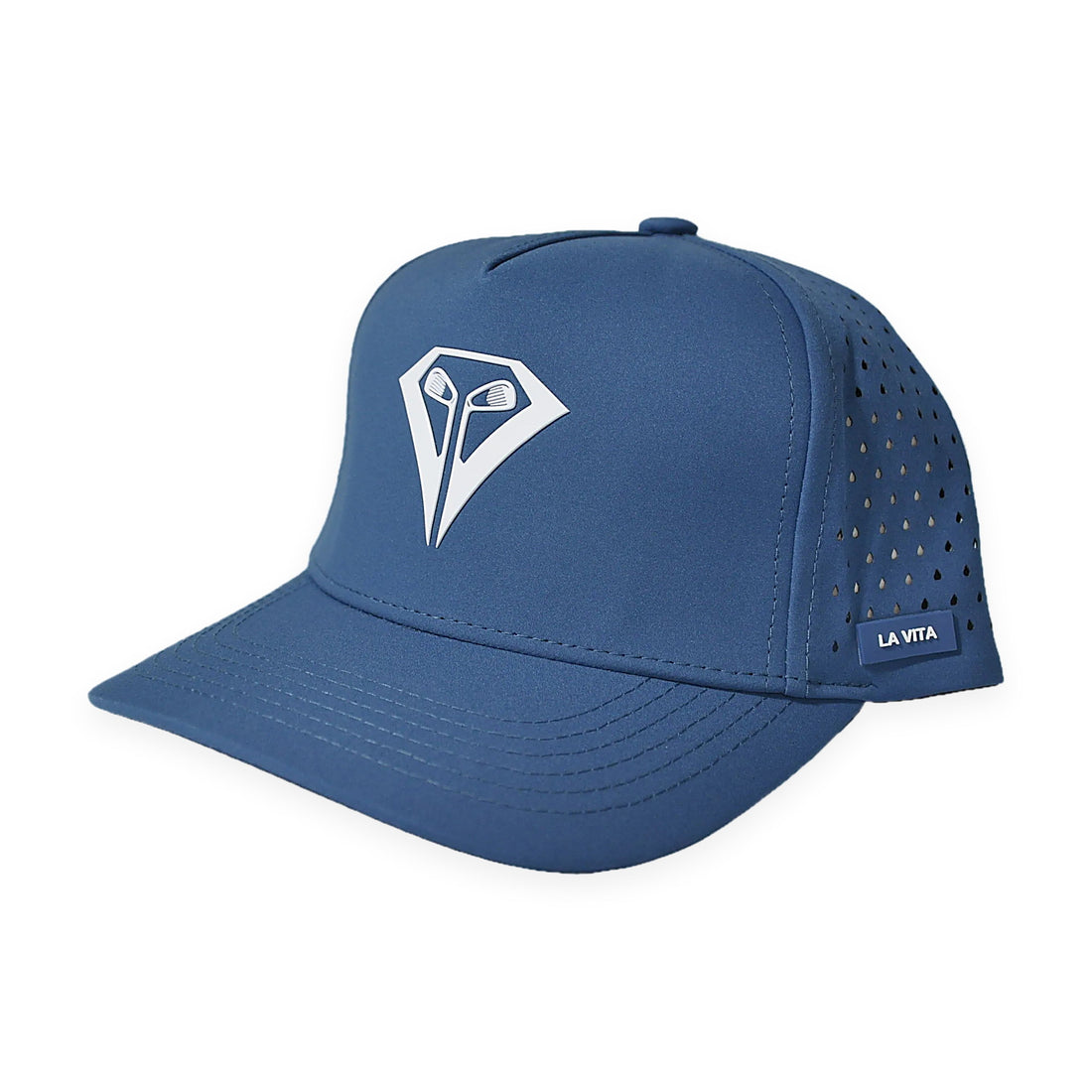 La Vita Golf Performance Hat - Pacific Blue - golf cap, front view on a plain white background