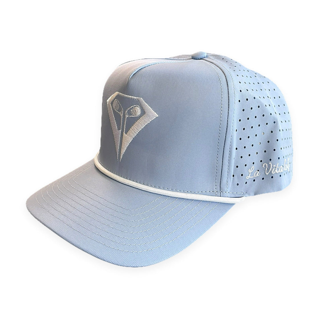 La Vita Golf The Classic Rope Hat (Powder Blue) - rope-brim golf cap, front view on a plain white background