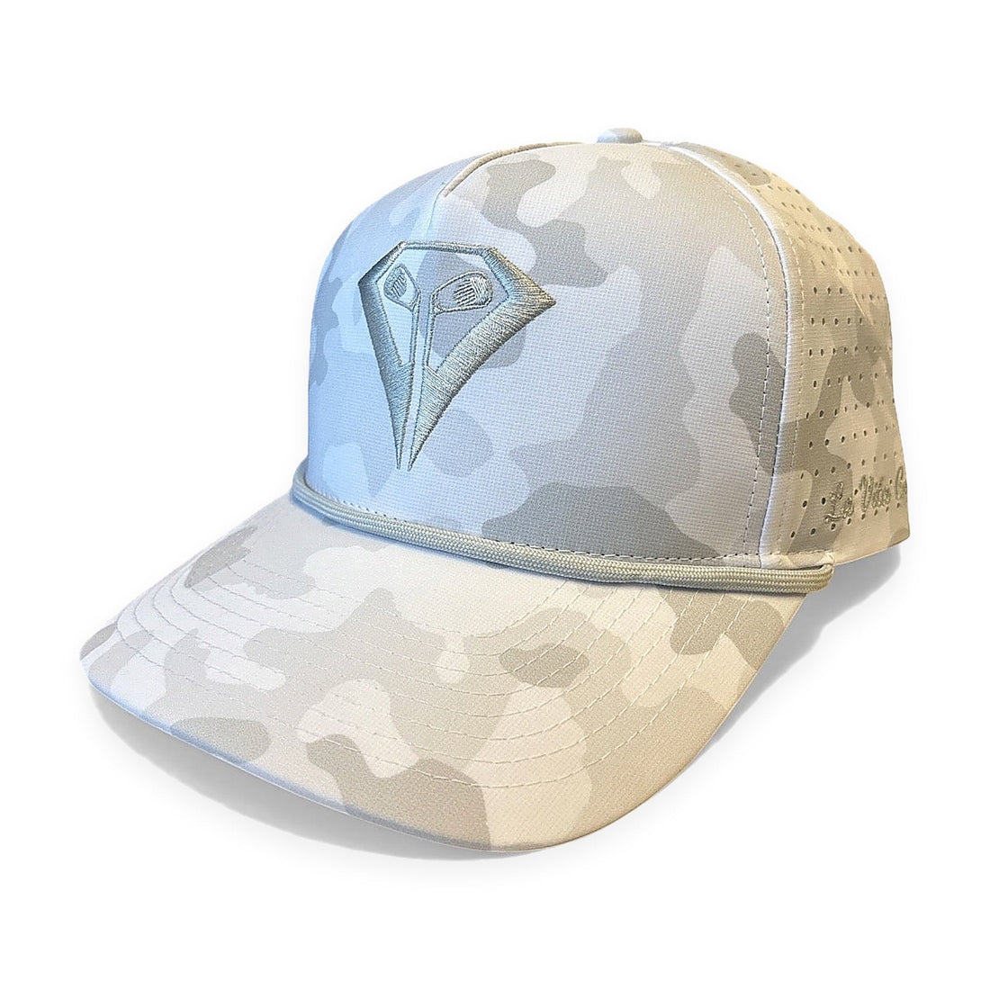 La Vita Golf "The Classic" Rope Hat (Snow Camo) - snow camo rope golf cap, front view on a plain white background