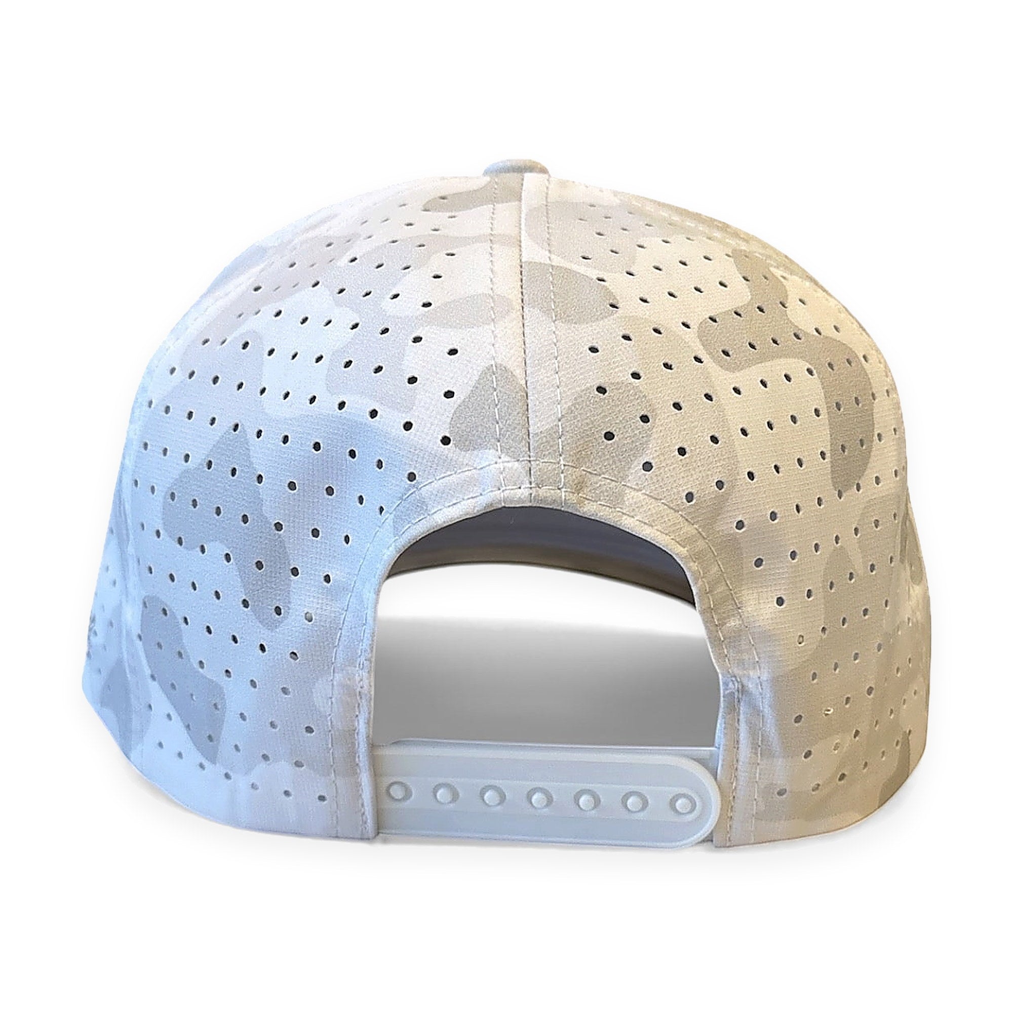 La Vita Golf "The Classic" Rope Hat (Snow Camo) - snow camo rope golf cap, back view on a plain white background