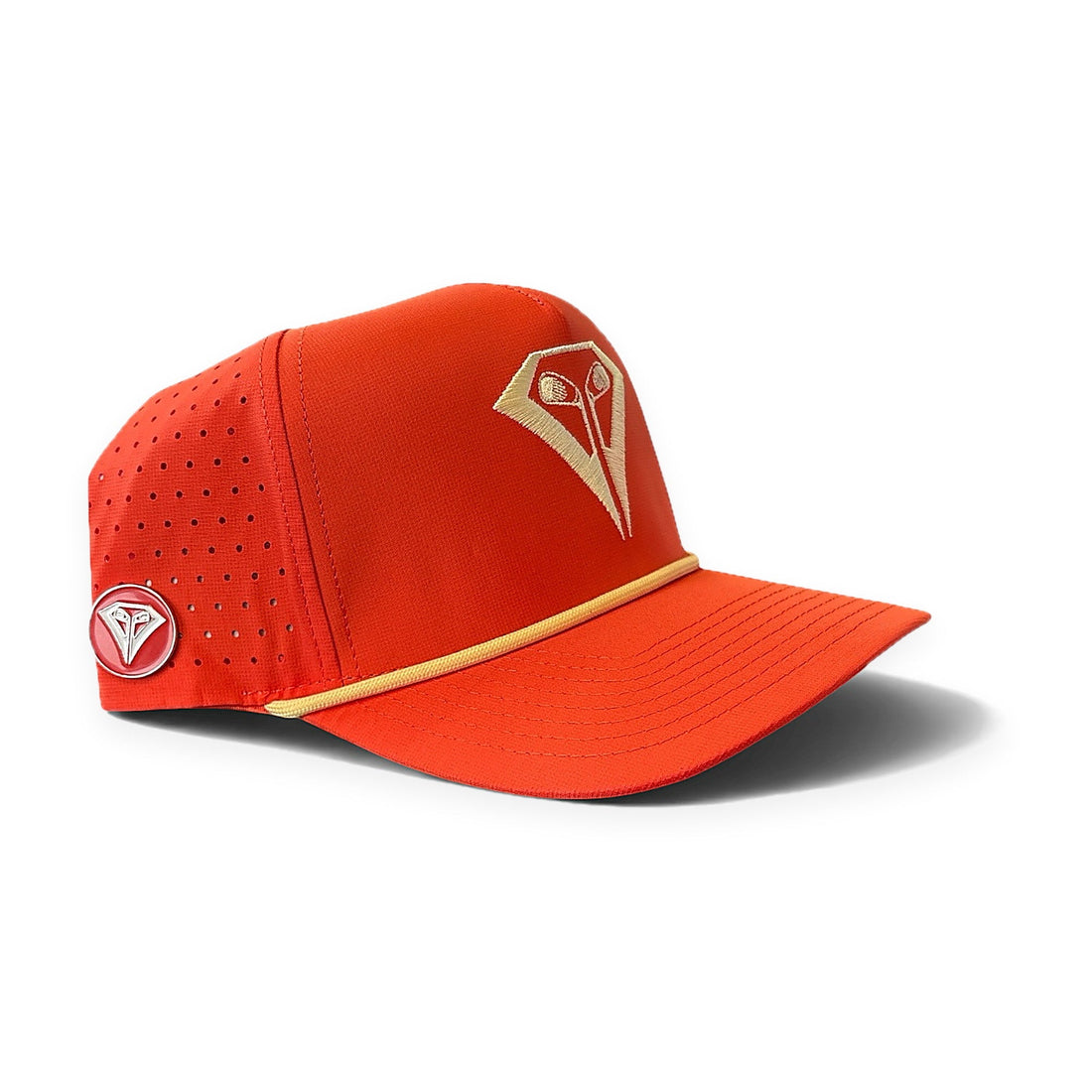La Vita Golf The Classic Rope Hat (Creamsicle) - rope-brim golf cap, detail view on a plain white background
