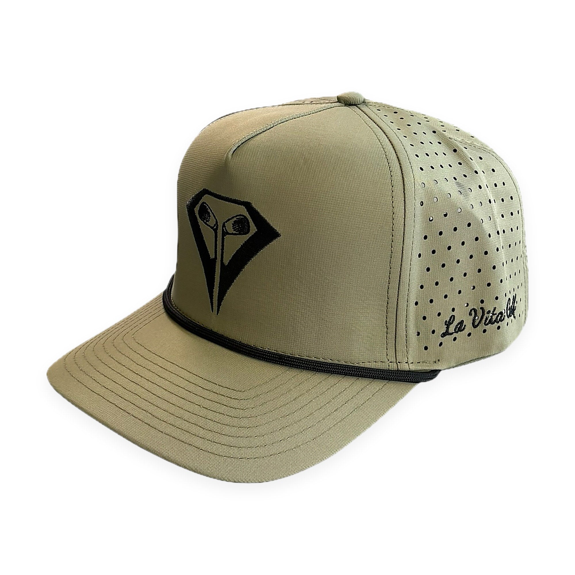La Vita Golf The Classic Rope Hat (Moss Green) - rope-brim golf cap, front view on a plain white background