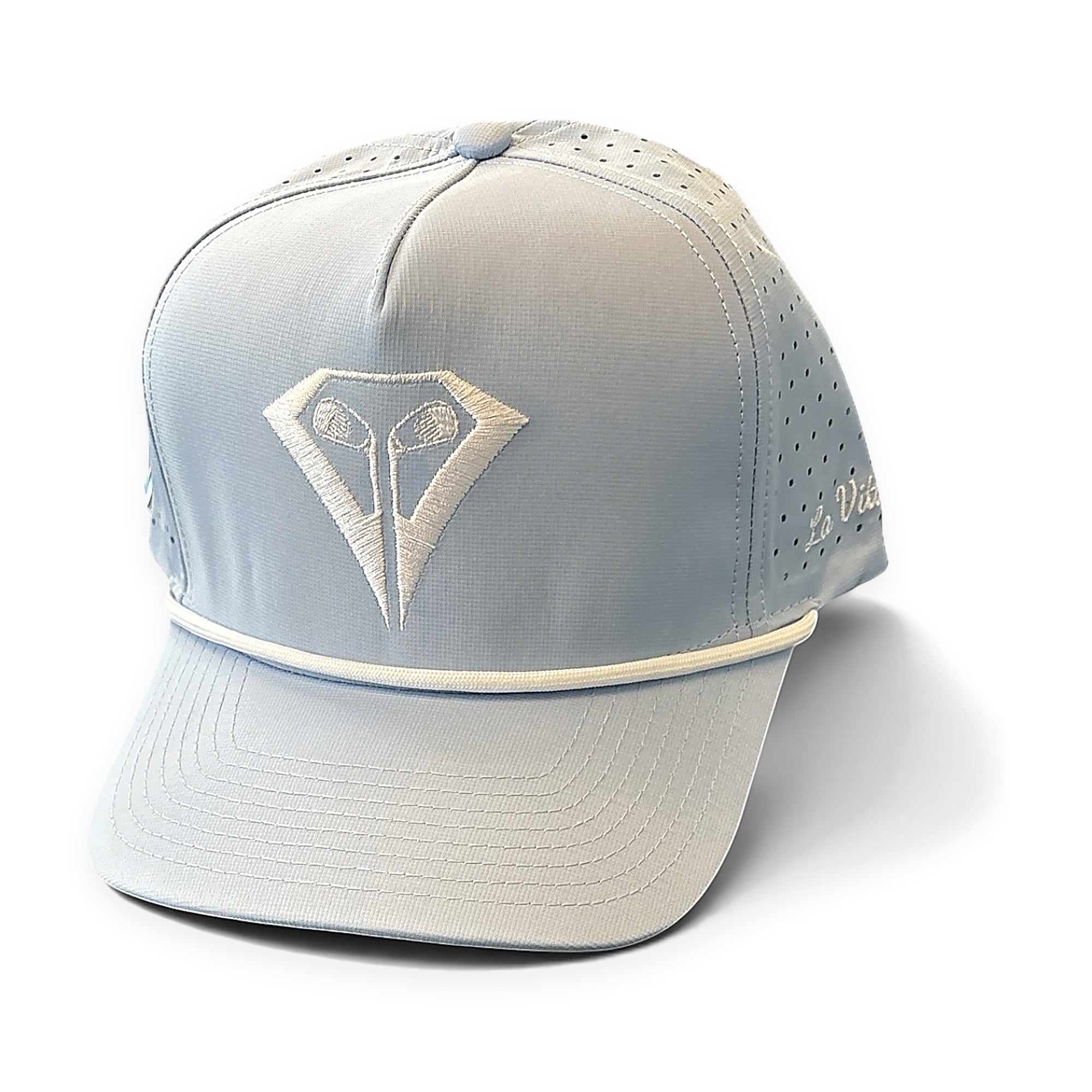 La Vita Golf The Classic Rope Hat (Powder Blue) - rope-brim golf cap, angled view on a plain white background