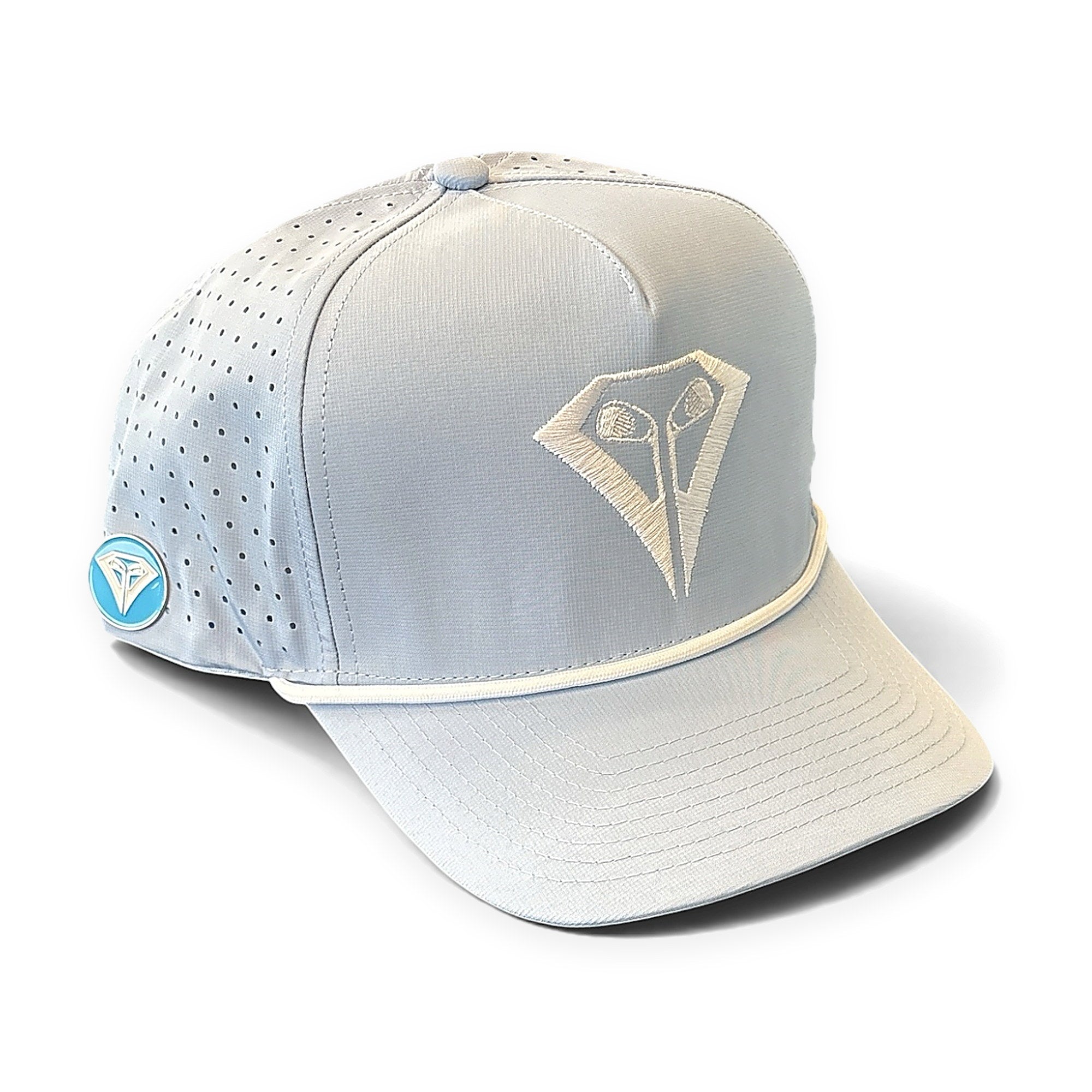 La Vita Golf The Classic Rope Hat (Powder Blue) - rope-brim golf cap, detail view on a plain white background