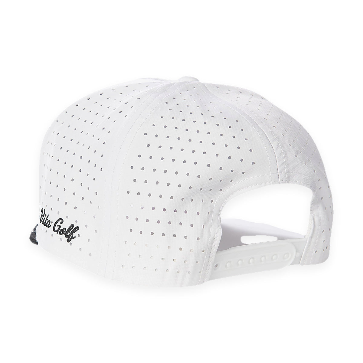 La Vita Golf Signature Rope Hat (White) - rope-brim golf snapback, alternate view on a plain white background