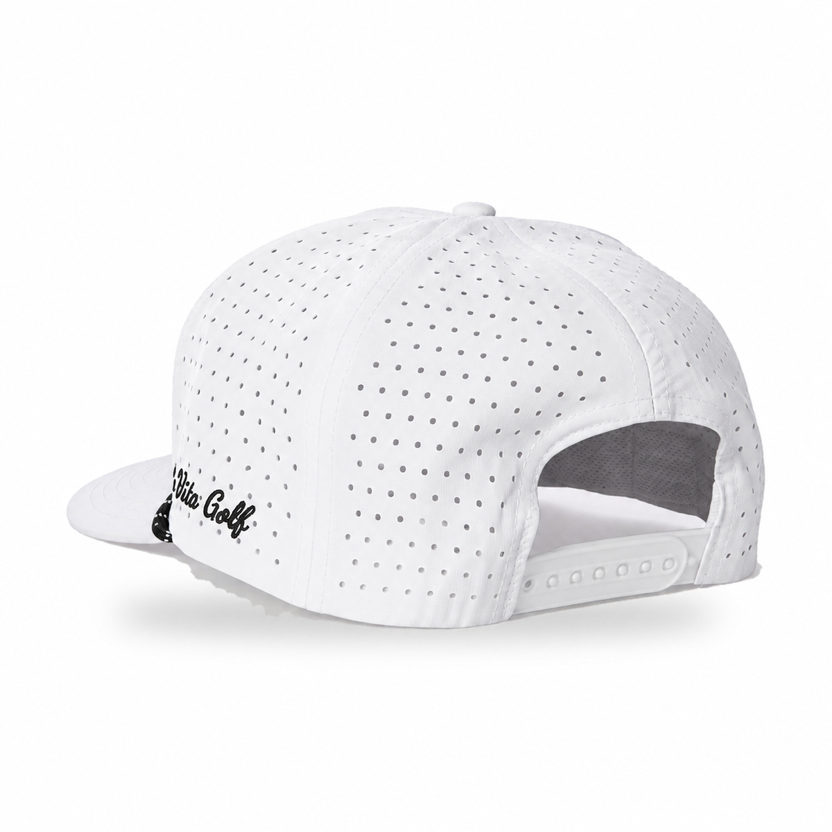 La Vita Golf Signature Rope Hat in White – back view showing the adjustable snapback closure