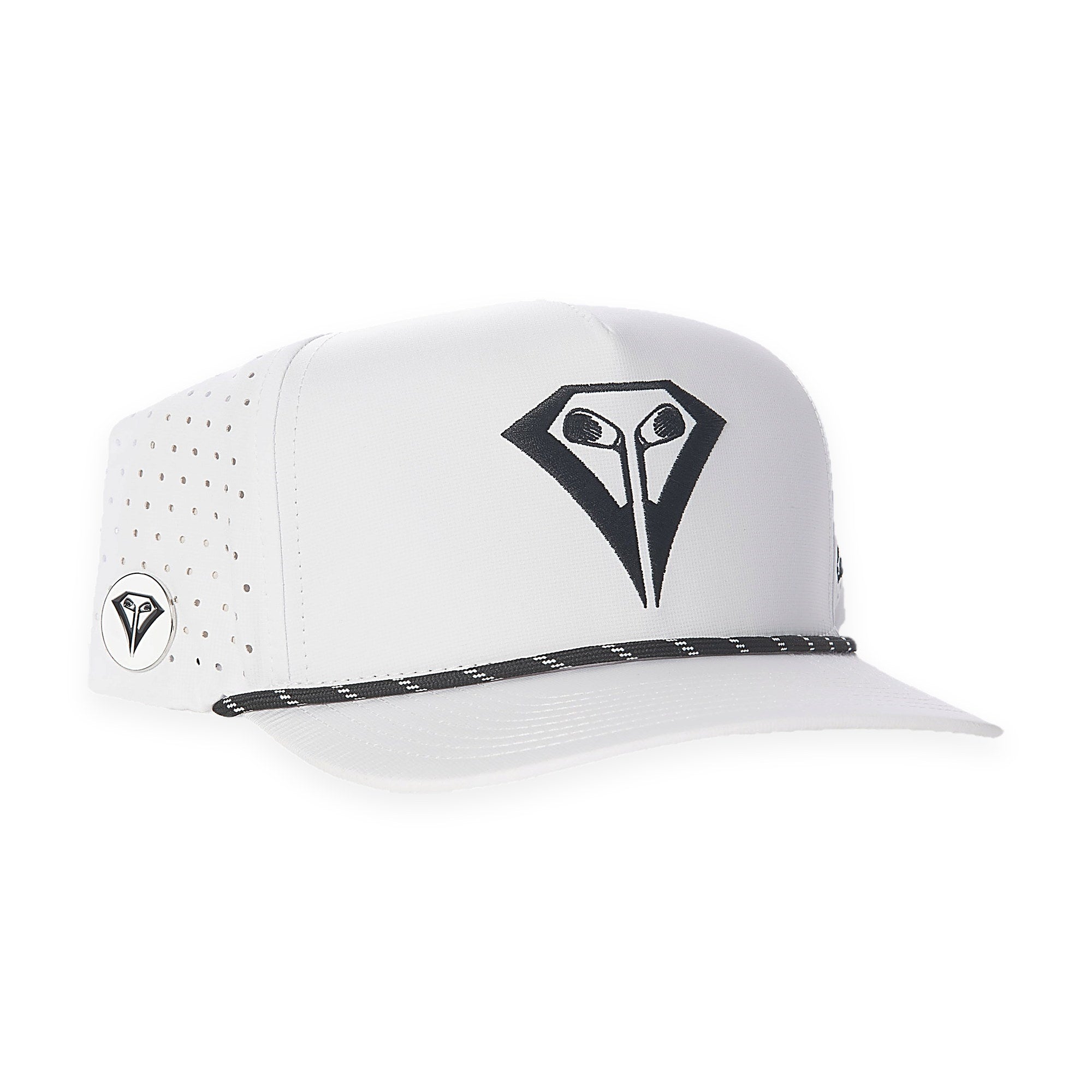La Vita Golf The Classic Rope Hat (White) - rope-brim golf cap, back view on a plain white background