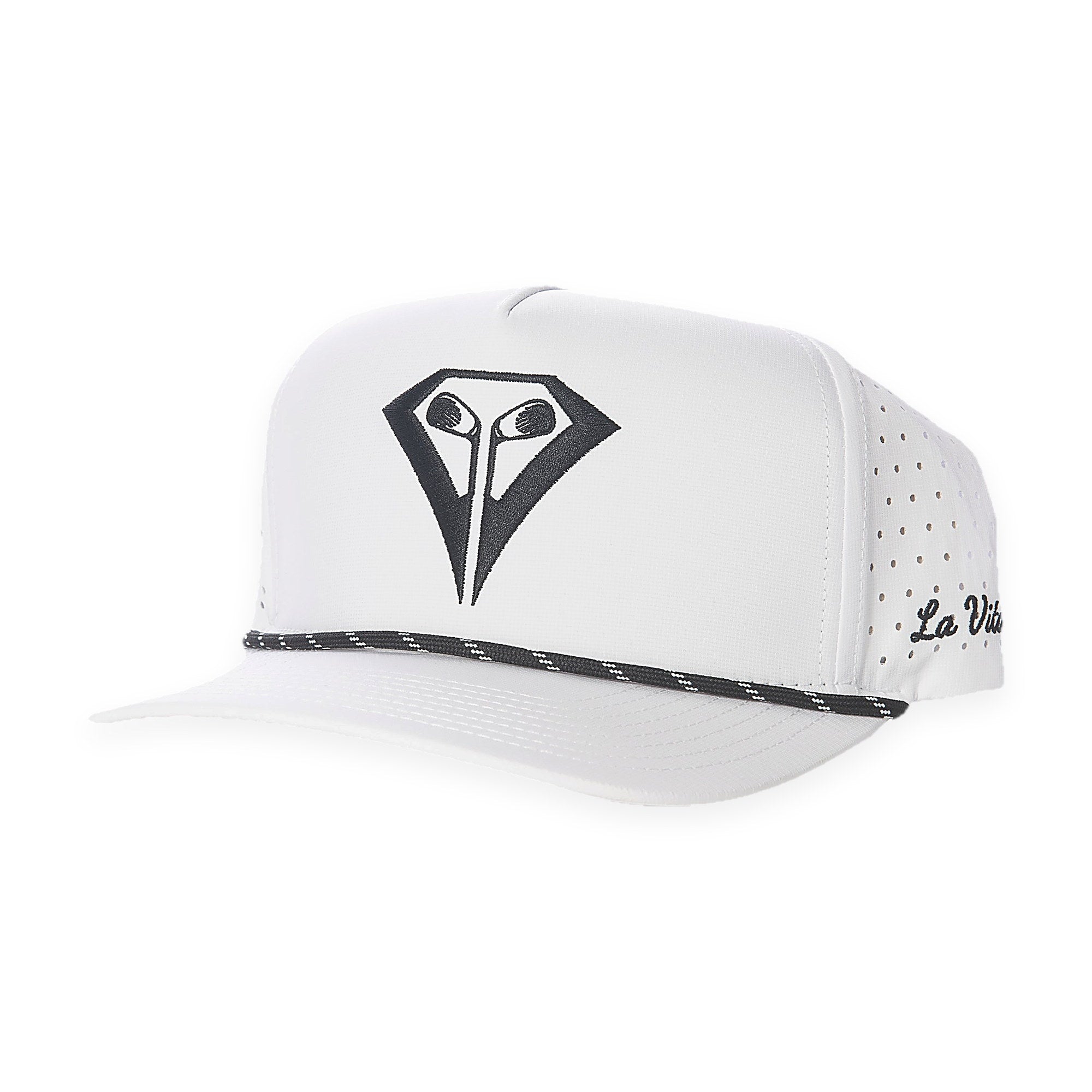La Vita Golf The Classic Rope Hat (White) - rope-brim golf cap, detail view on a plain white background